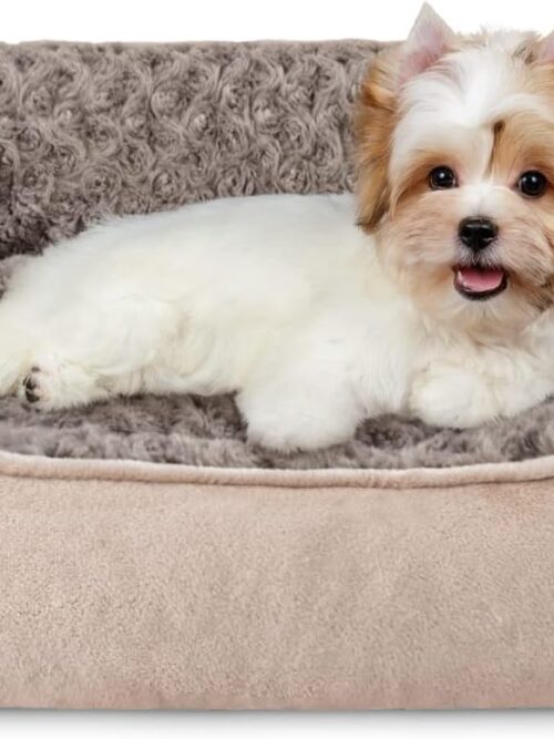 Rectangle Dog Bed for Large Medium Small Dogs Machine Washable Sleeping Sofa Non-Slip Bottom Breathable Soft Puppy Bed Durable Orthopedic  Pet Cuddler, Multiple Size, Beige