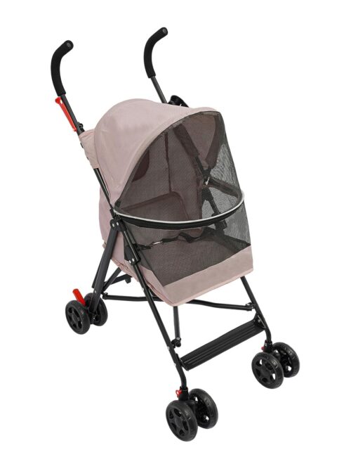 Pet Travel Stroller, 22 lbs Foldable Pet Stroller with Breathable Visible Mesh, 4 Wheels Dog Strollers with Cup Holder and Rear Pocket for Small Dogs Cats