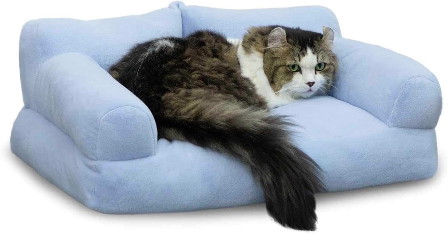 Pet Sofa Soft Pet Sofa Beds for Medium Small Cats and Dogs, Light Blue