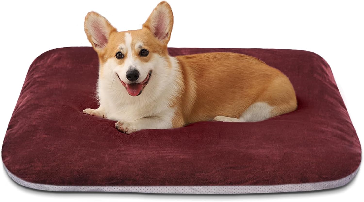 Super Soft Medium Dog Bed, 32 Inch Orthopedic Foam Pet Bed with Anti Slip Bottom, Removable Washable Cover, Burgundy
