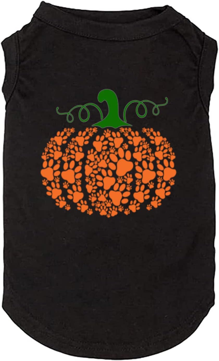 Halloween Dog Clothes Funy Pumpkin T-Shirt Cute Ghost Dog Bone Print Shirt Small Large Dog Vest Puppy Fall Gift (Small, Black-1)