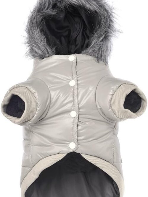 Warm Dog Coat Small Dogs Waterproof Dog Jacket Extra Warm Doggie Winter Coat Windproof Puffer Jacket, Grey S